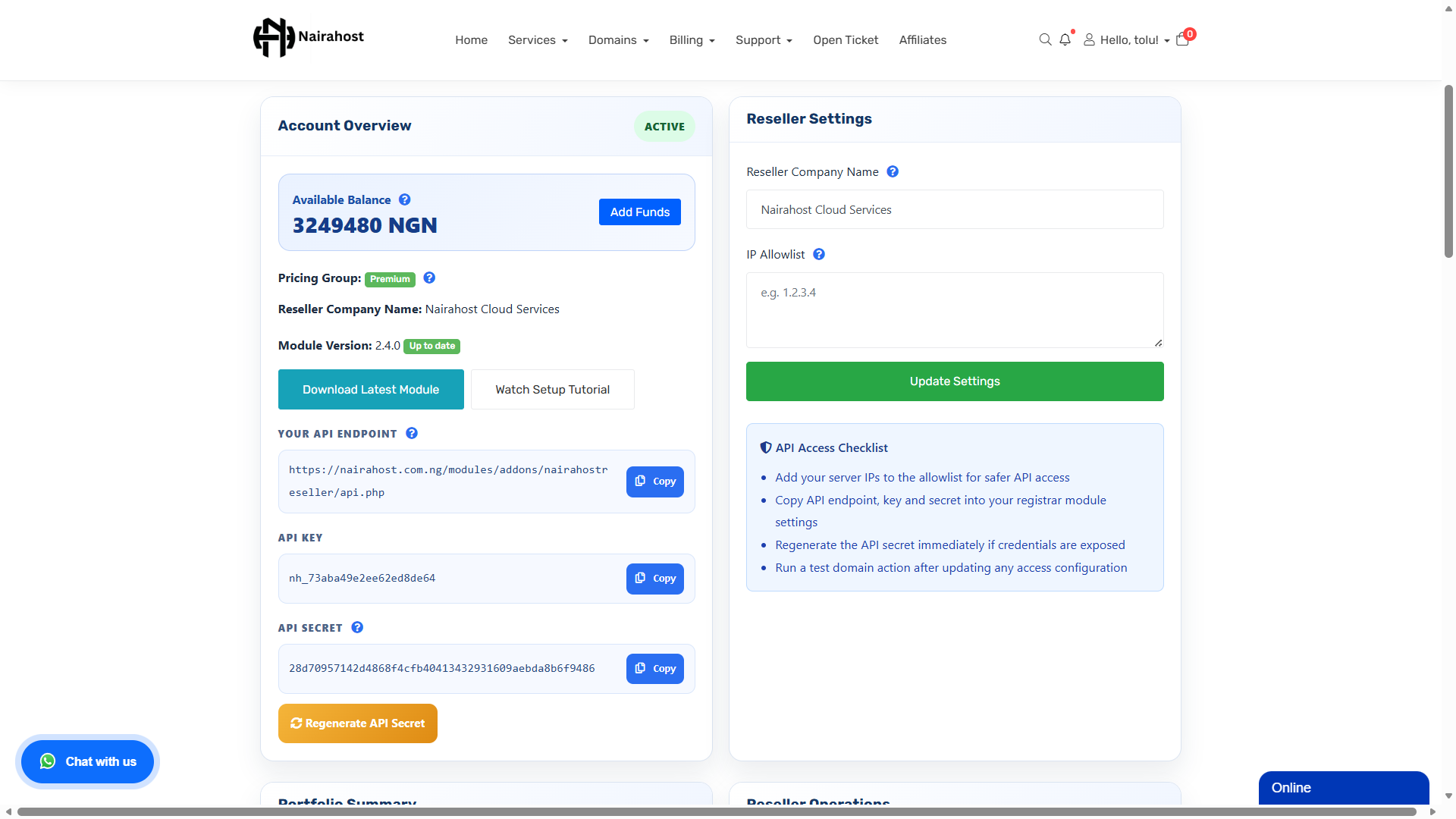 GrowthBridge Hosting premium dashboard screenshot